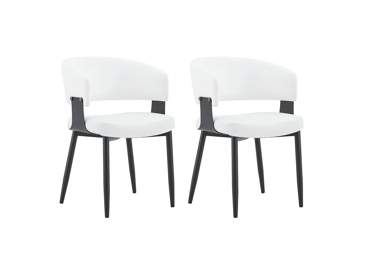 Juego de 2 sillas de comedor con reposabrazos y patas de polipiel negra y blanca