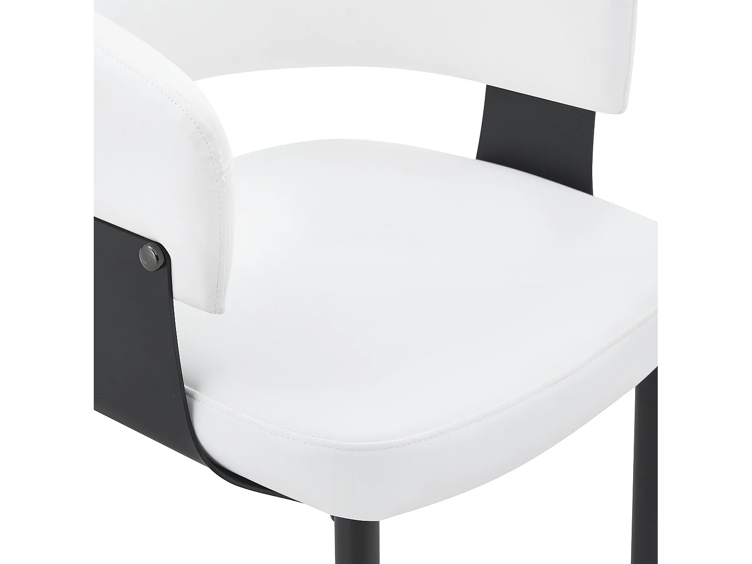 Juego de 2 sillas de comedor con reposabrazos y patas de polipiel negra y blanca