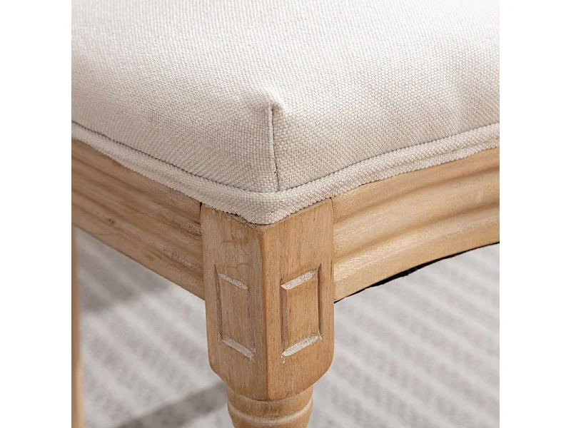 Lot de 2 chaises de salle à manger en tissu de lin avec dossier en rotin beige