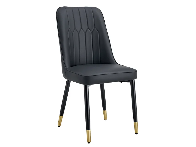Set van 2 eetkamerstoelen met kunstleren bekleding en zwarte metalen poten