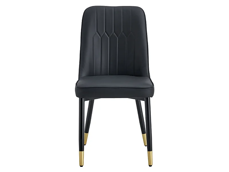 Set van 2 eetkamerstoelen met kunstleren bekleding en zwarte metalen poten