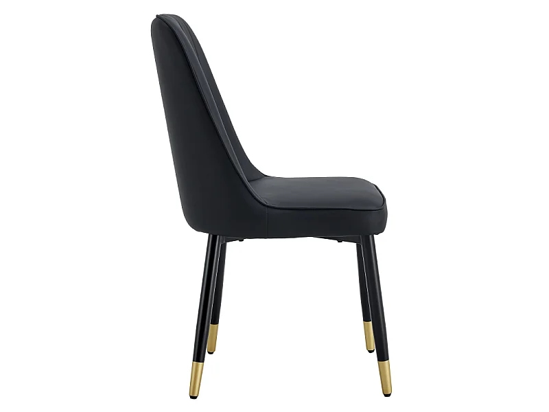 Set van 2 eetkamerstoelen met kunstleren bekleding en zwarte metalen poten