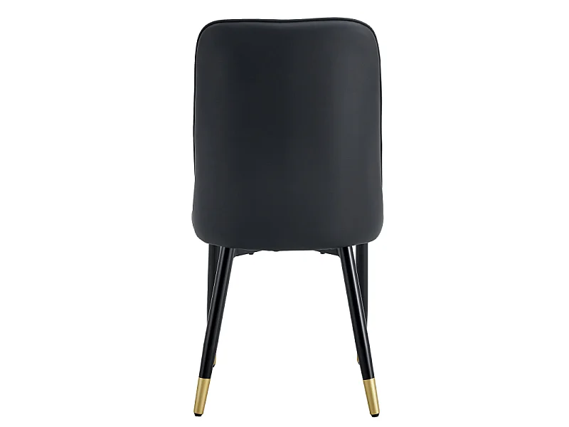 Set van 2 eetkamerstoelen met kunstleren bekleding en zwarte metalen poten