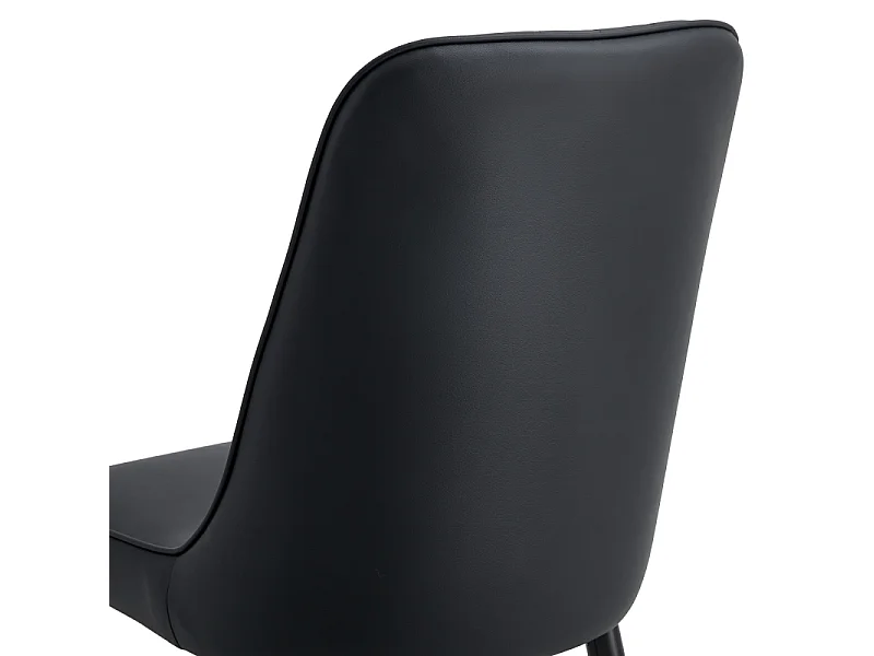 Set van 2 eetkamerstoelen met kunstleren bekleding en zwarte metalen poten