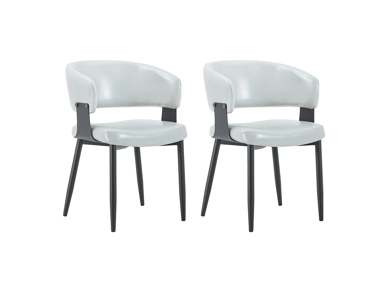Juego de 2 sillas de comedor con reposabrazos de polipiel gris