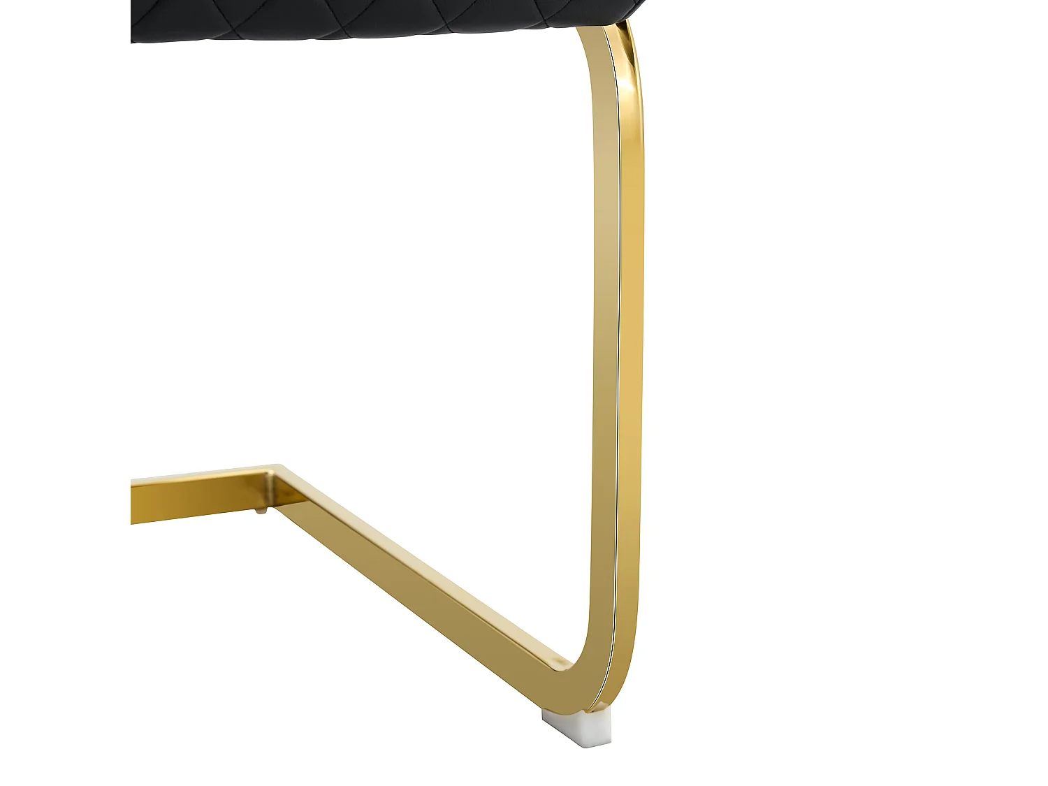 Set van 2 eetkamerstoelen met hoge rugleuning, bekleed met zwart kunstleer en voorzien van goudkleurige metalen poten
