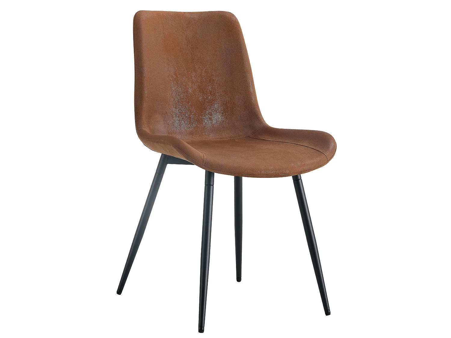 Lot de 4 chaises de salle à manger en tissu technique marron avec pieds en métal noir