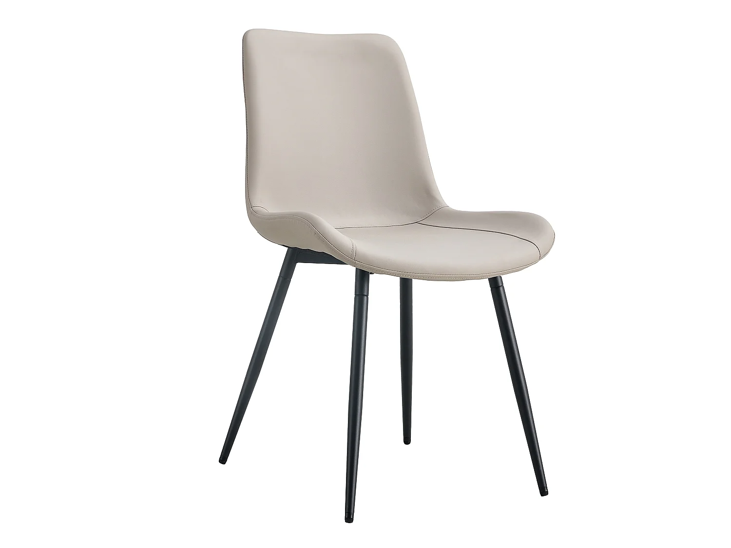 Lot de 4 chaises de salle à manger en similicuir gris avec pieds en métal noir
