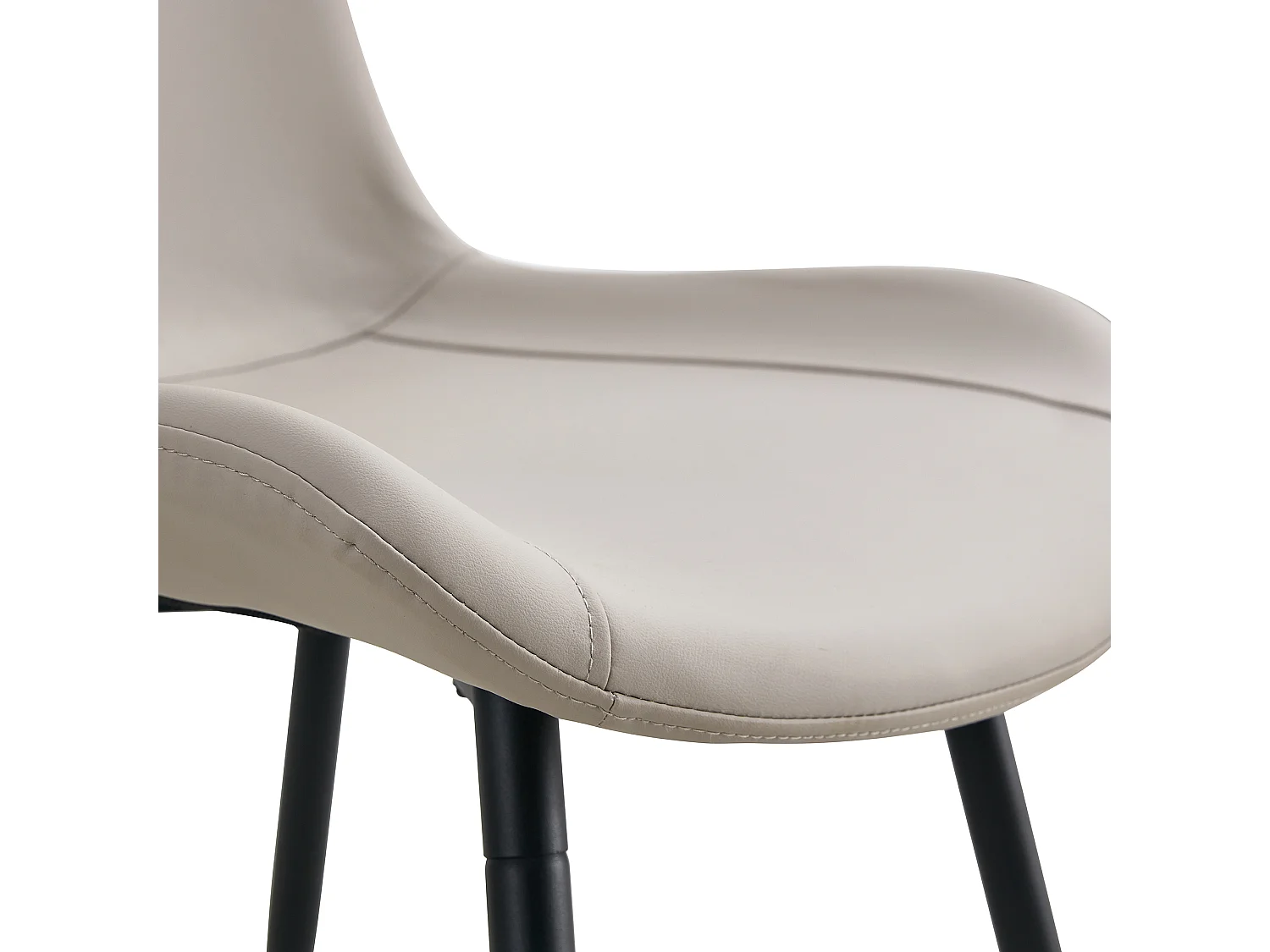 Lot de 4 chaises de salle à manger en similicuir gris avec pieds en métal noir