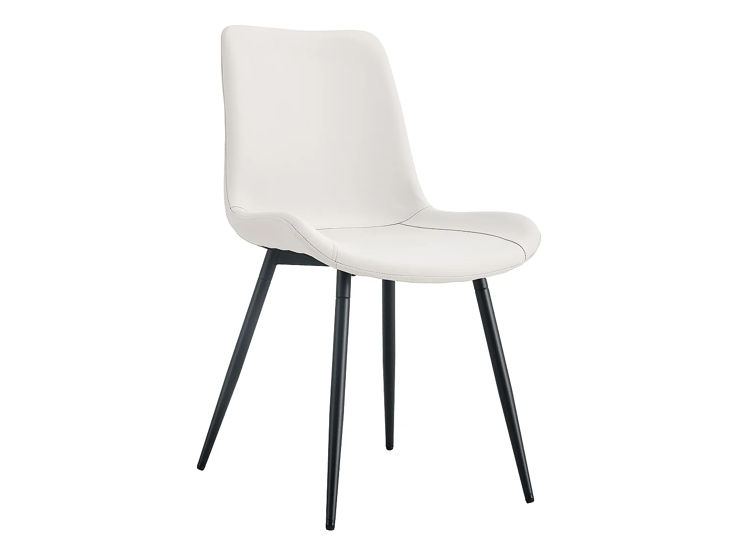 Lot de 4 chaises de salle à manger en similicuir blanc avec pieds en métal noir