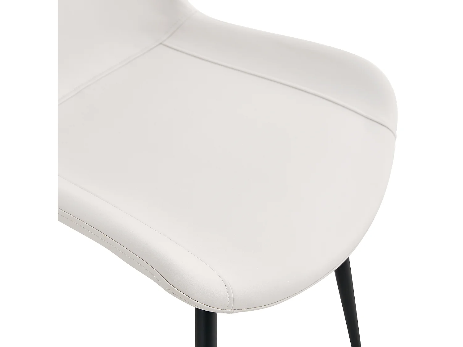 Lot de 4 chaises de salle à manger en similicuir blanc avec pieds en métal noir