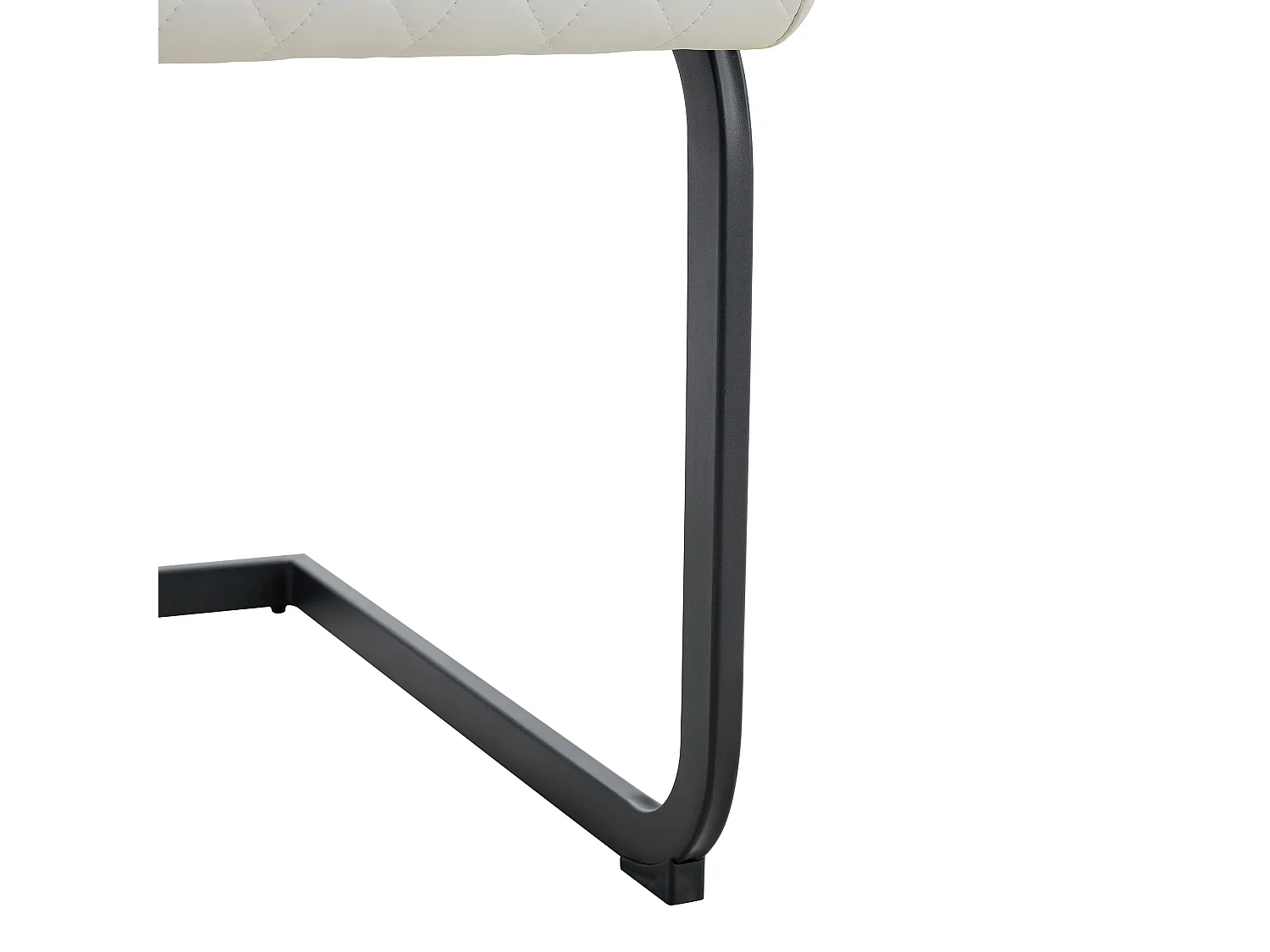 Set van 2 eetkamerstoelen met hoge rugleuning in wit kunstleer met zwart metalen frame