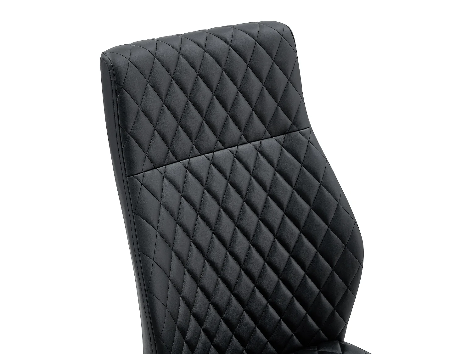 Set van 2 eetkamerstoelen met hoge rugleuning in zwart kunstleer met zwart metalen frame