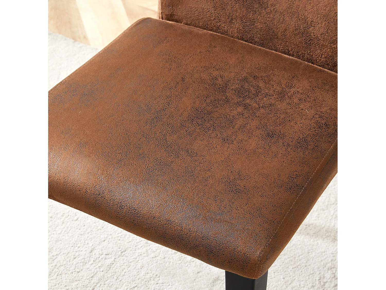 Lot de 2 chaises de salle à manger en tissu marron et métal noir