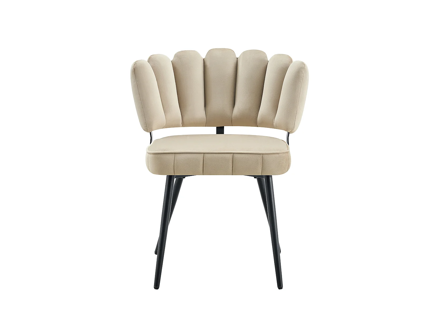 Juego de 2 sillas de comedor de terciopelo texturizado con patas de metal negro, color beige