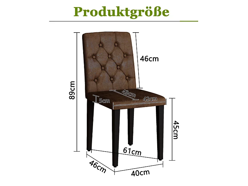 Set van 4 bruine stoffen eetkamerstoelen met zwarte metalen poten
