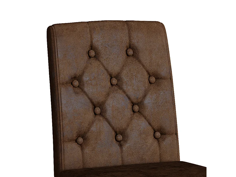 Set van 4 bruine stoffen eetkamerstoelen met zwarte metalen poten