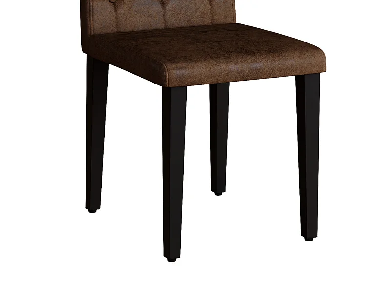 Set van 4 bruine stoffen eetkamerstoelen met zwarte metalen poten