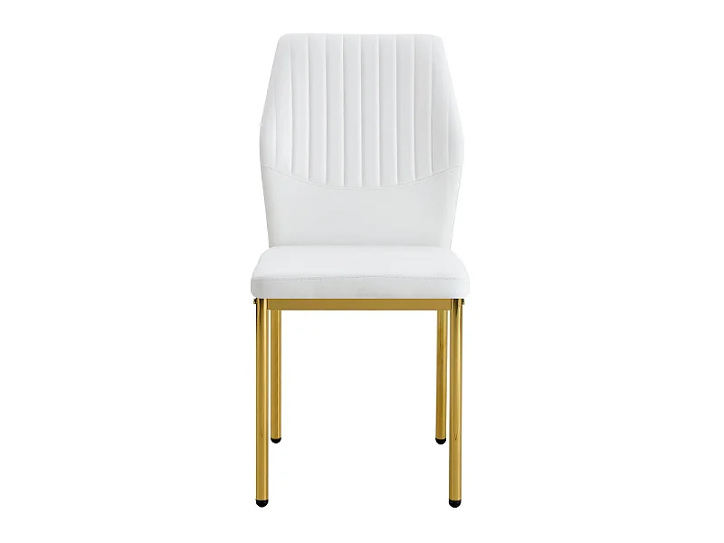 Lot de 4 chaises de salle à manger en similicuir blanc avec pieds en métal doré