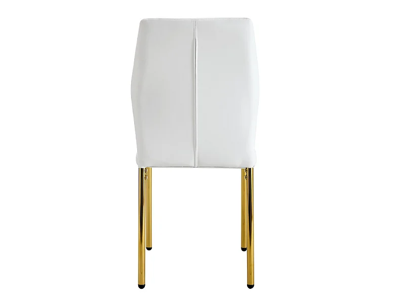 Lot de 4 chaises de salle à manger en similicuir blanc avec pieds en métal doré