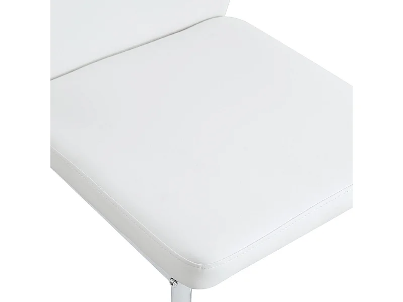 Lot de 4 chaises de salle à manger en similicuir blanc avec pieds en métal doré