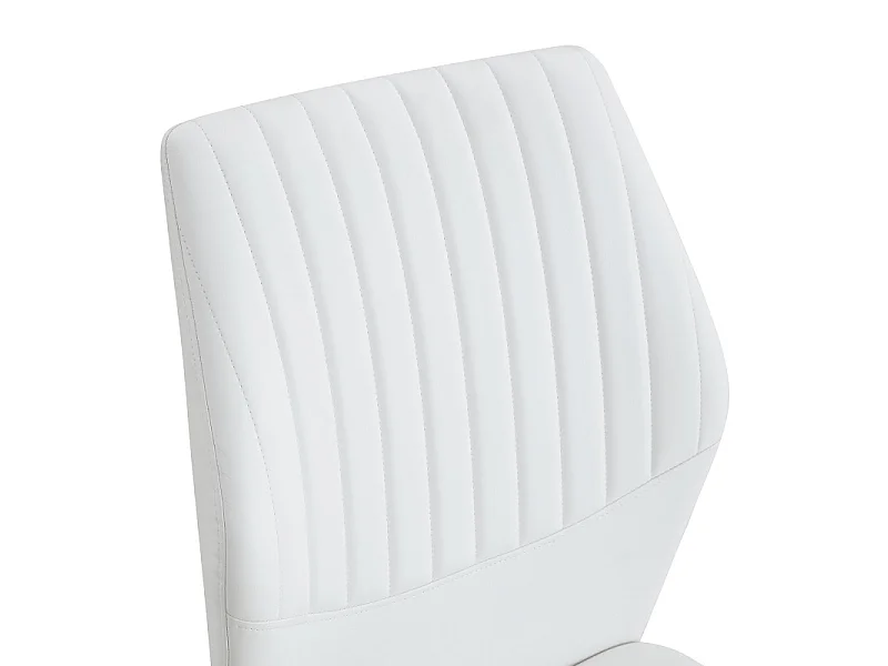Lot de 4 chaises de salle à manger en similicuir blanc avec pieds en métal doré