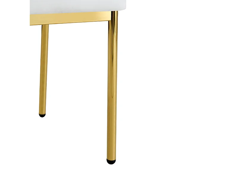 Lot de 4 chaises de salle à manger en similicuir blanc avec pieds en métal doré