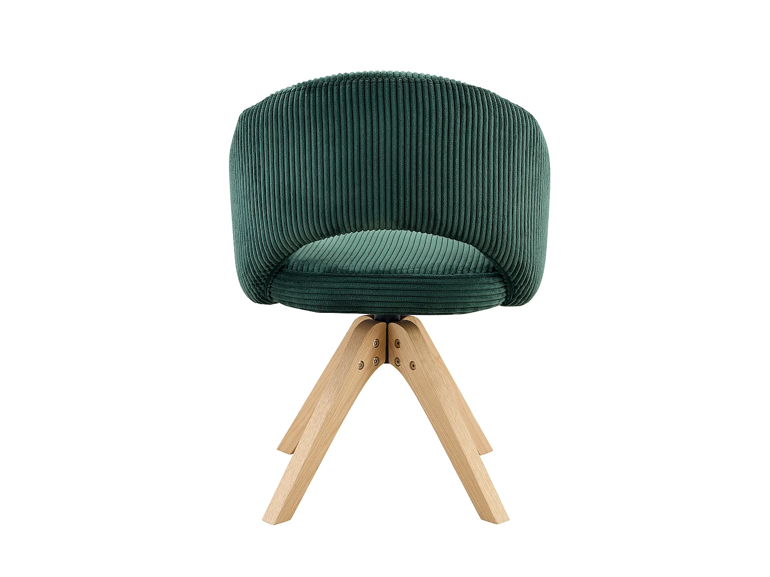 Lot de 2 chaises de salle à manger pivotantes en tissu vert foncé avec pieds en bois massif