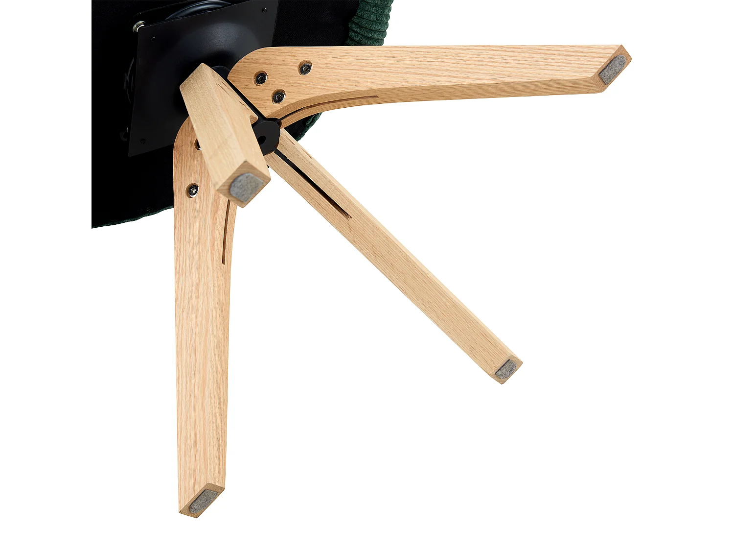 Lot de 2 chaises de salle à manger pivotantes en tissu vert foncé avec pieds en bois massif