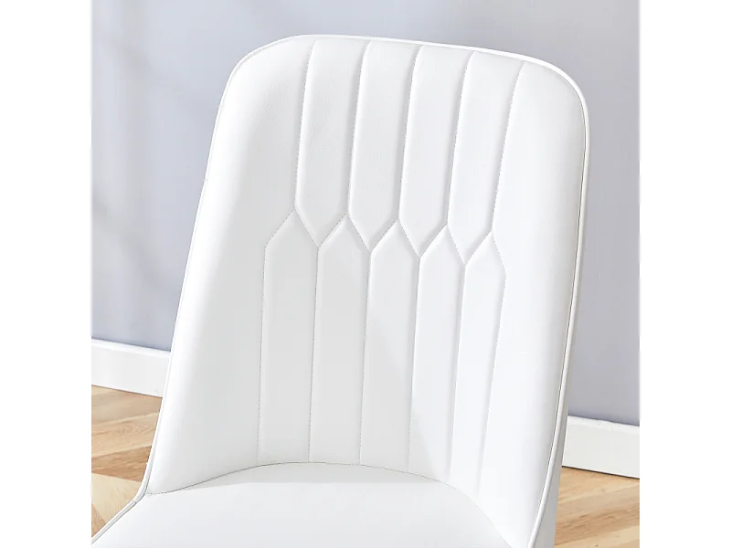 Lot de 2 chaises de salle à manger en similicuir blanc avec pieds en métal or