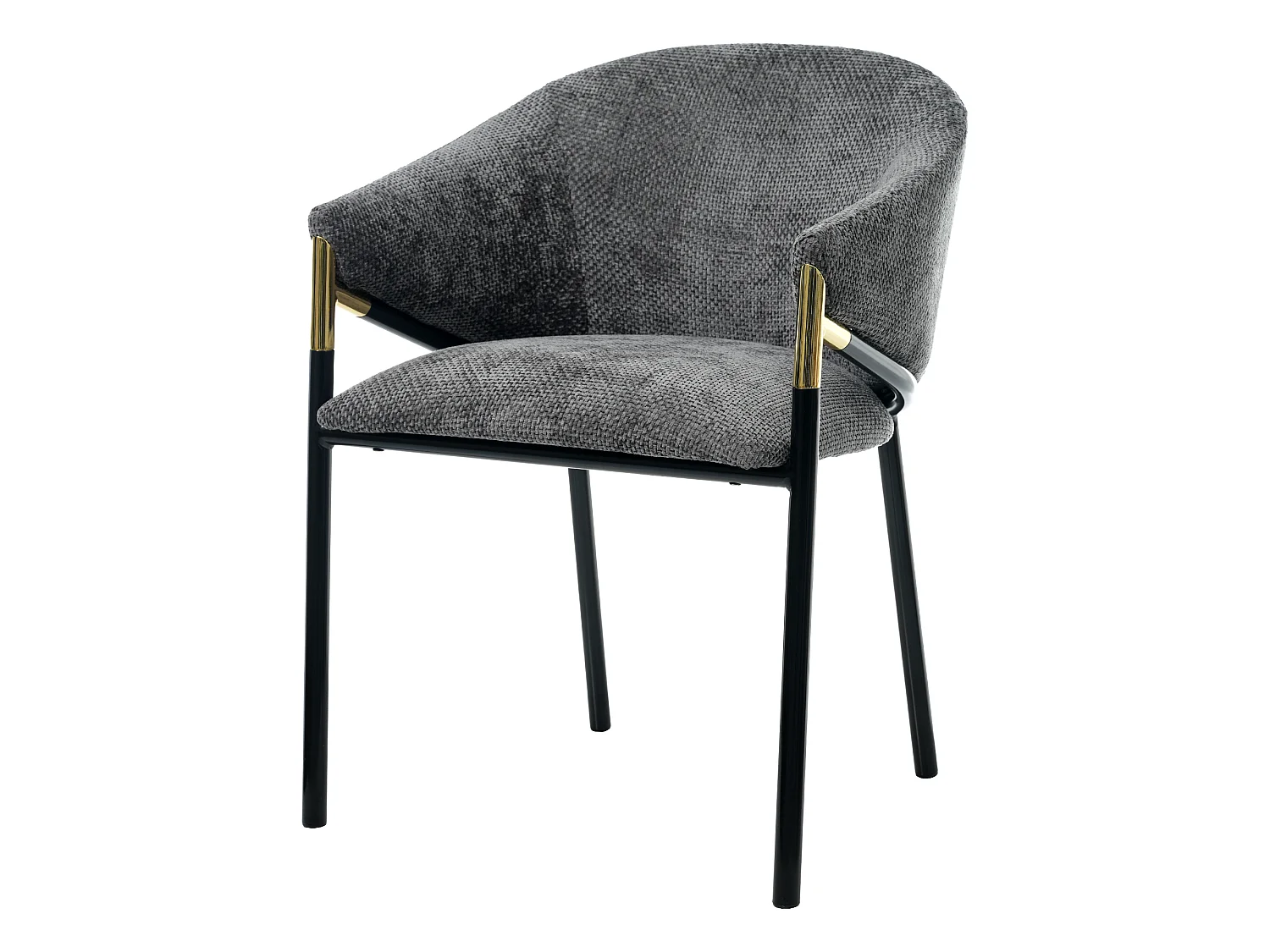 Juego de 6 sillas de comedor tapizadas en chenilla con reposabrazos de acero inoxidable, color gris