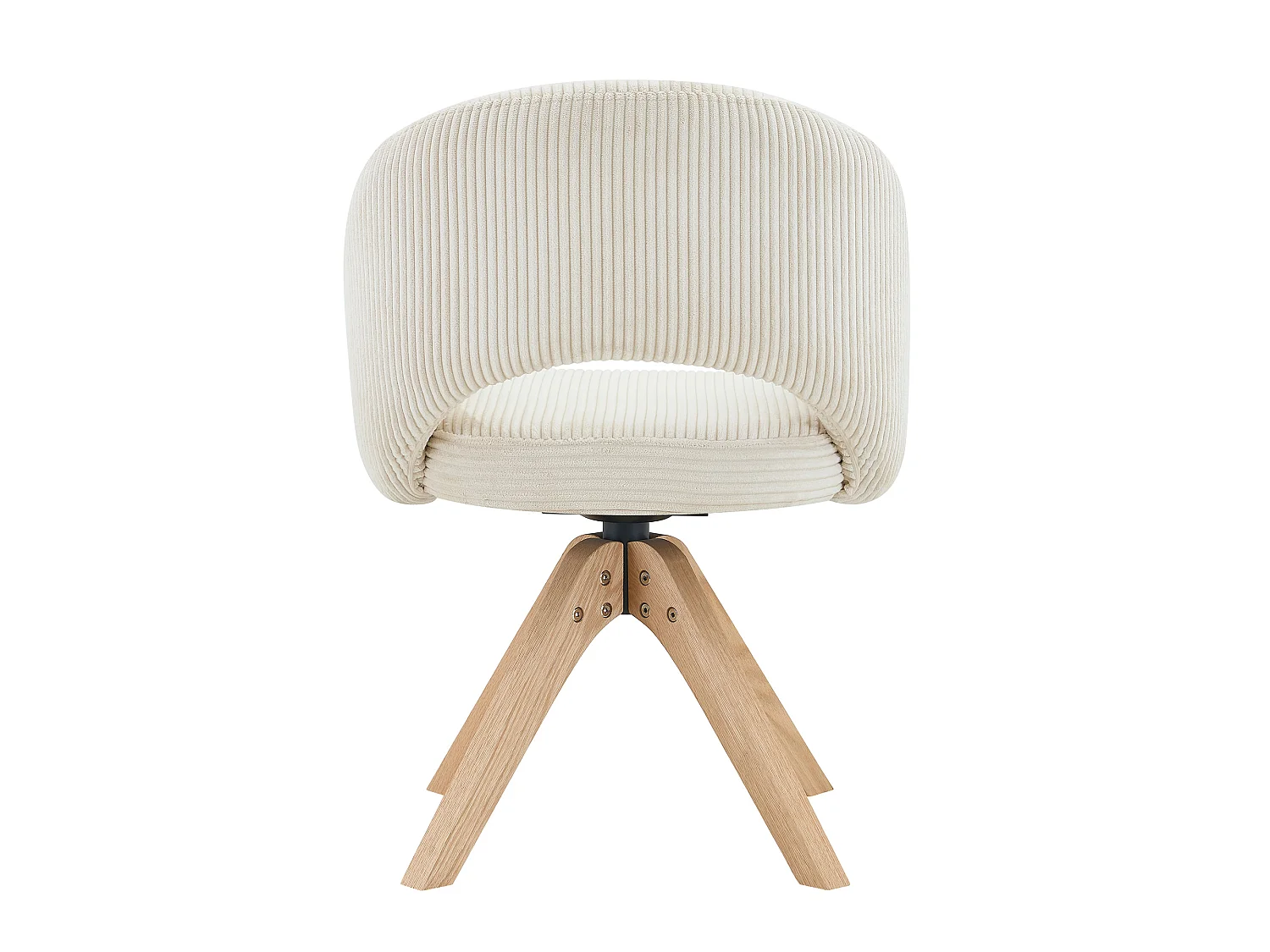 Set van 2 draaibare eetkamerstoelen in witte stof met massief houten poten