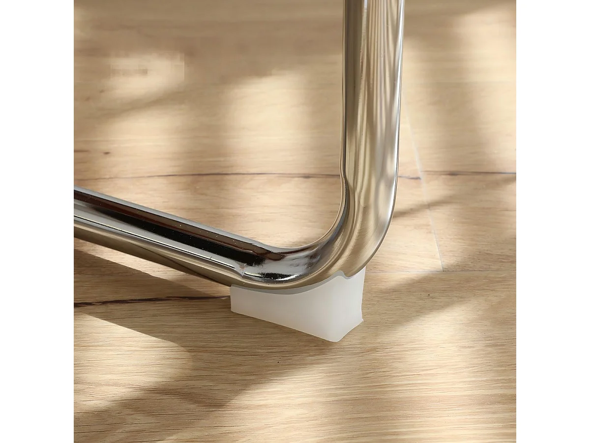Set di 2 sedie da pranzo in velluto beige e rattan con gambe cromate