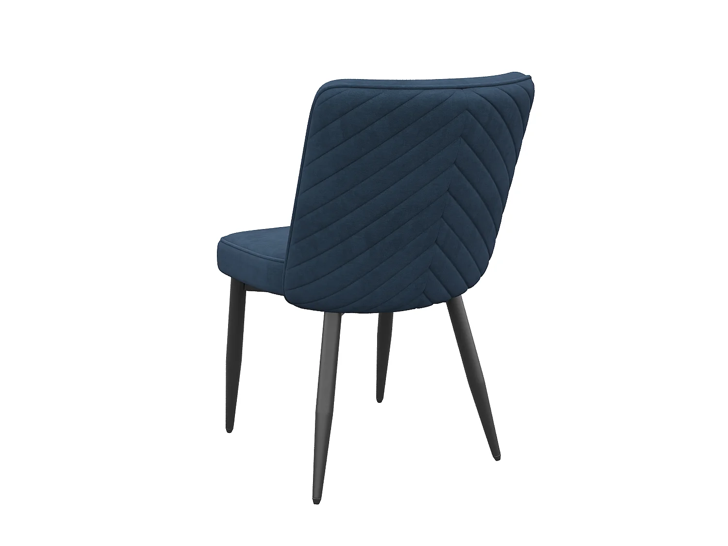 Set van 2 fluwelen eetkamerstoelen met ergonomische rugleuning en metalen frame, donkerblauw