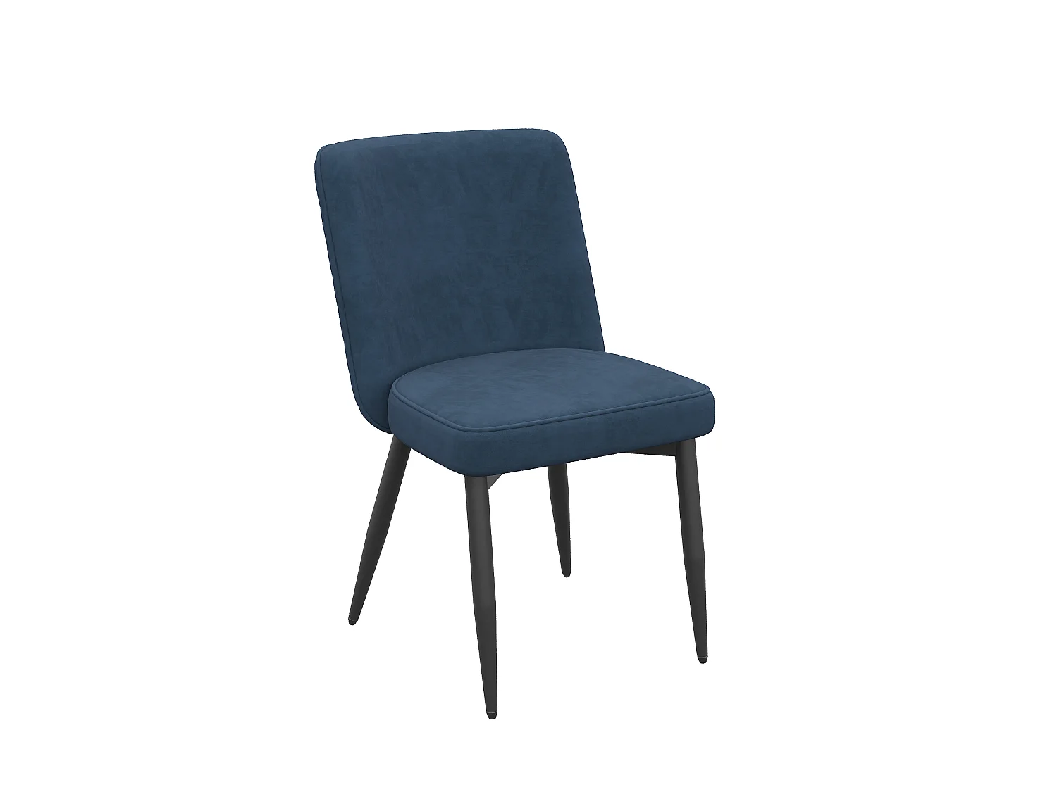 Set van 2 fluwelen eetkamerstoelen met ergonomische rugleuning en metalen frame, donkerblauw
