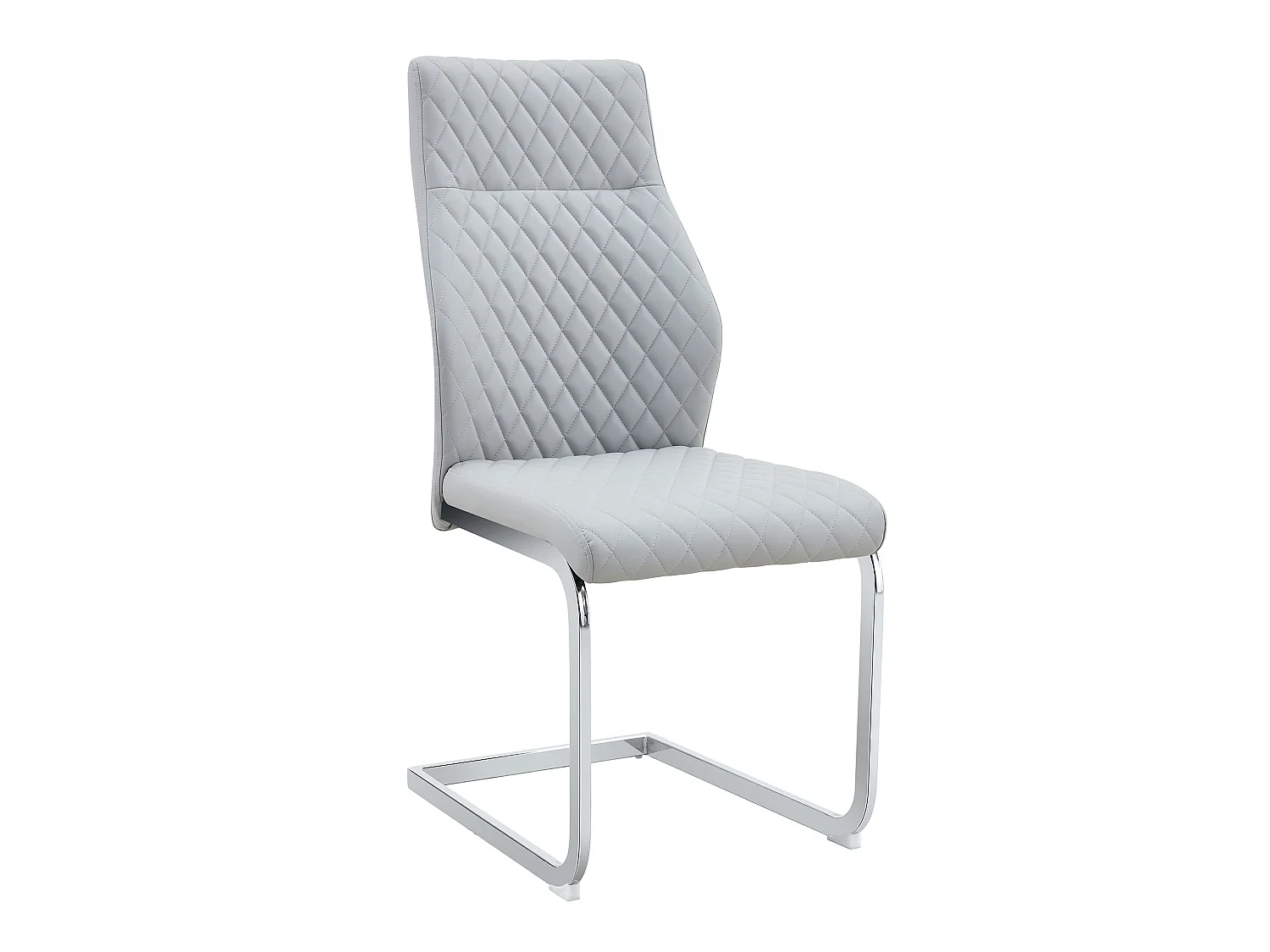Lot de 2 chaises de salle à manger à dossier haut matelassé, en similicuir, gris clair