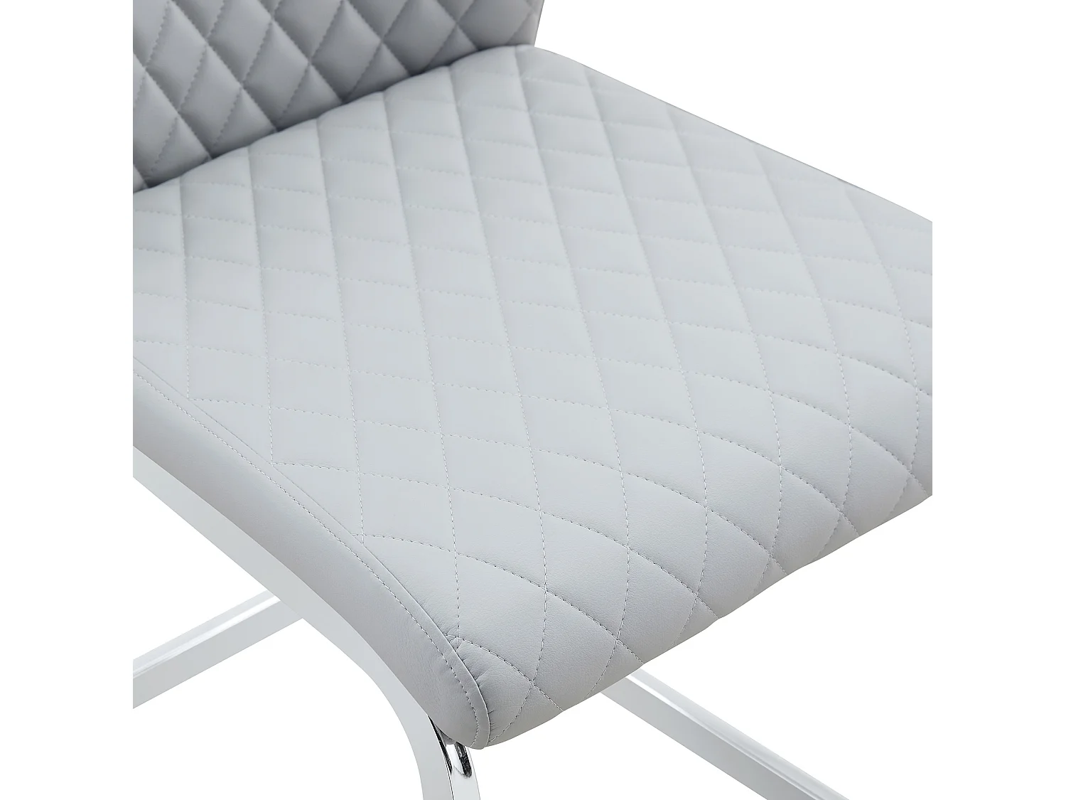 Lot de 2 chaises de salle à manger à dossier haut matelassé, en similicuir, gris clair
