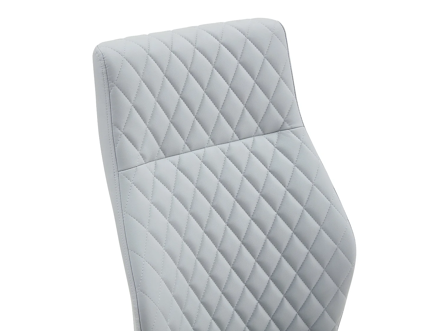 Lot de 2 chaises de salle à manger à dossier haut matelassé, en similicuir, gris clair