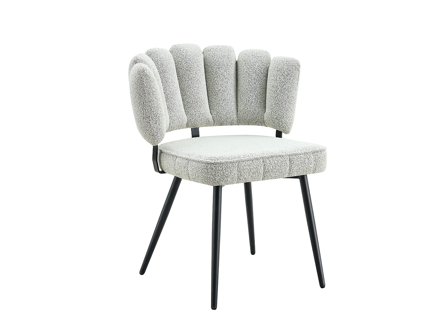 Juego de 2 sillas de comedor de terciopelo texturizado gris claro con patas de metal negro