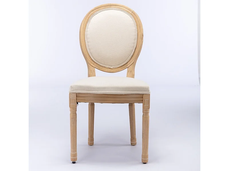 Set di 2 sedie da pranzo in lino in stile francese con struttura in legno massello — Beige