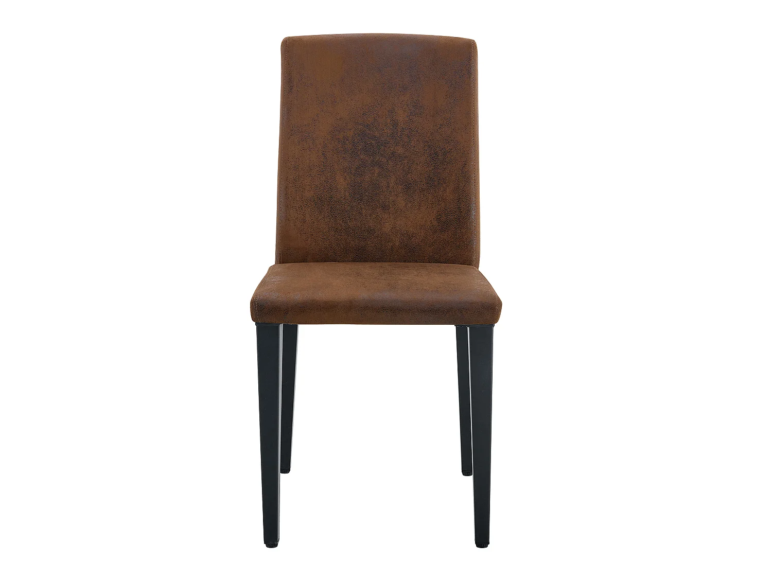Lot de 4 chaises de salle à manger en tissu marron avec pieds en métal noir