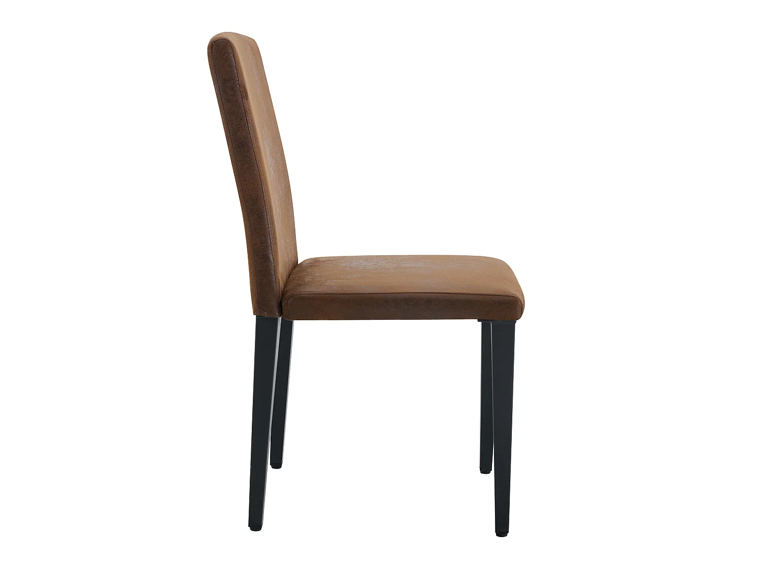 Lot de 4 chaises de salle à manger en tissu marron avec pieds en métal noir