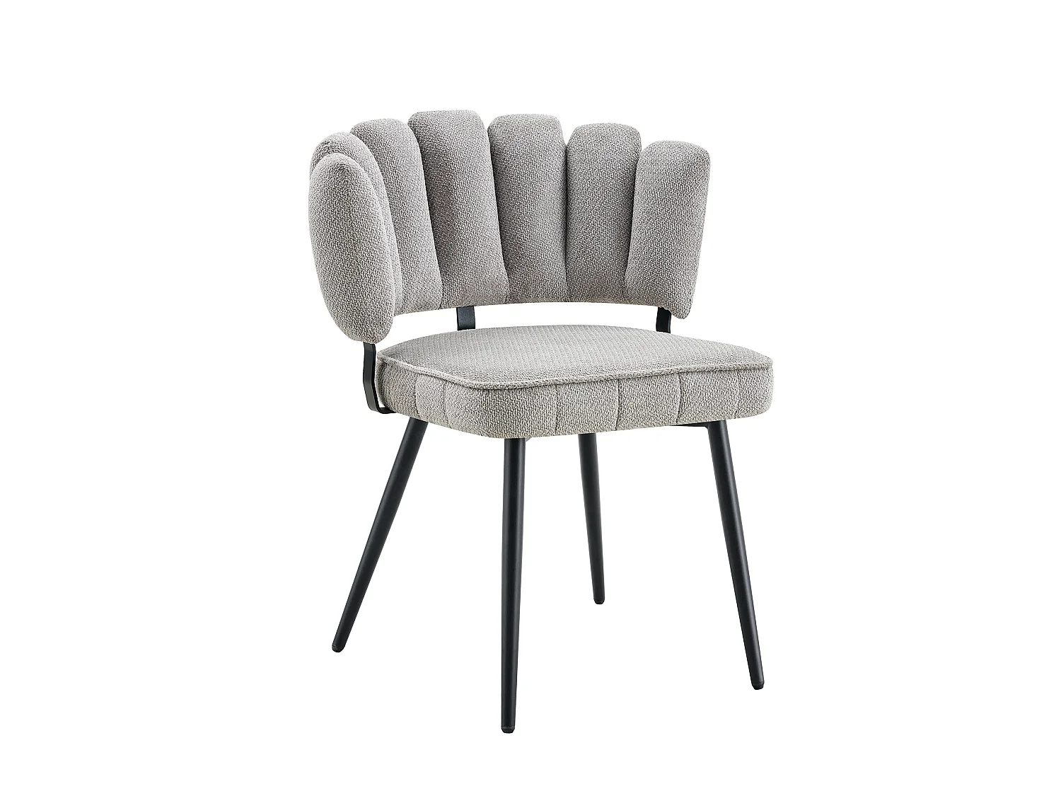 Juego de 2 sillas de comedor de terciopelo estructurado con patas de metal negro, color gris