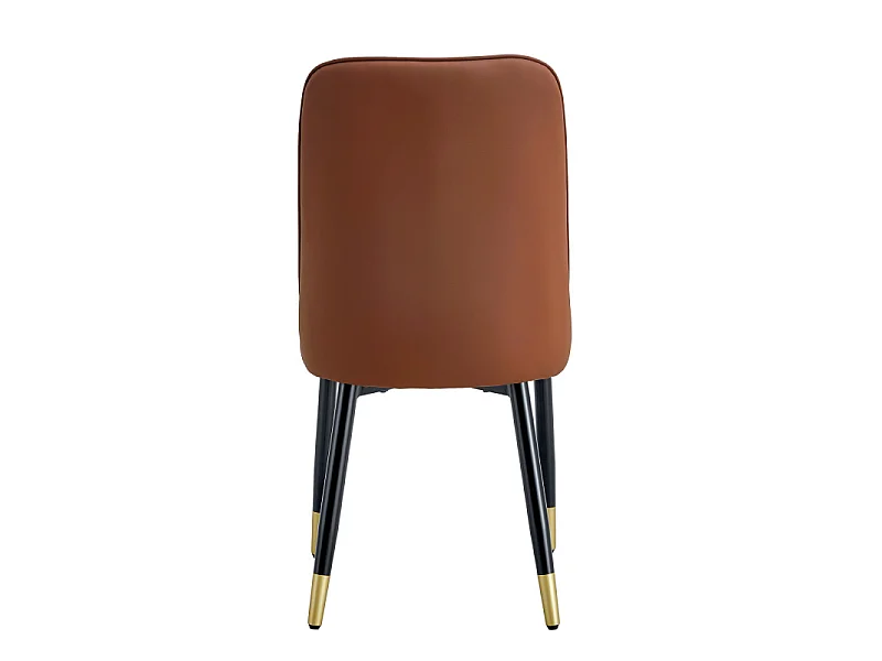 Lot de 2 chaises de salle à manger en similicuir bicolore gris clair et marron avec des pieds en métal noir