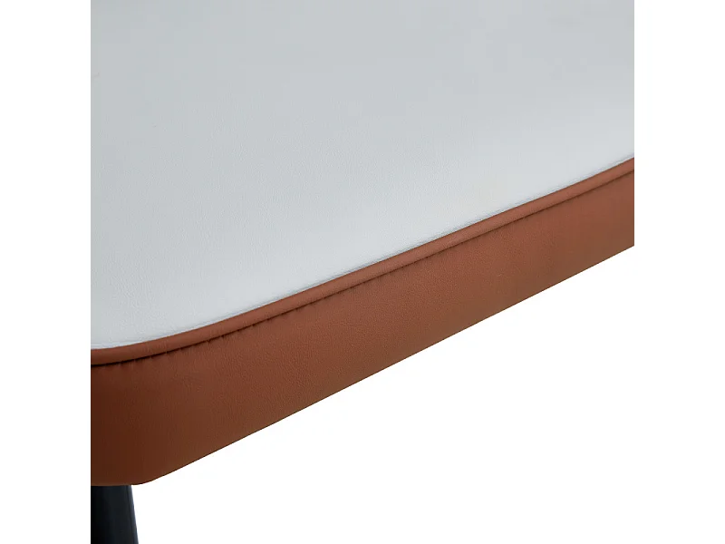 Lot de 2 chaises de salle à manger en similicuir bicolore gris clair et marron avec des pieds en métal noir