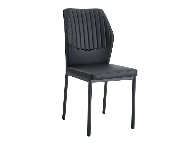 Lot de 4 chaises de salle à manger en similicuir noir avec pieds en métal