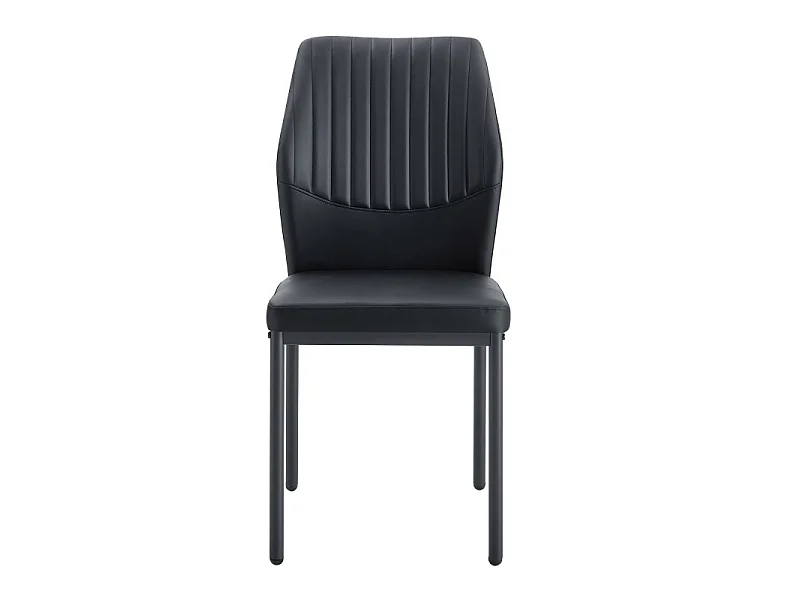 Lot de 4 chaises de salle à manger en similicuir noir avec pieds en métal