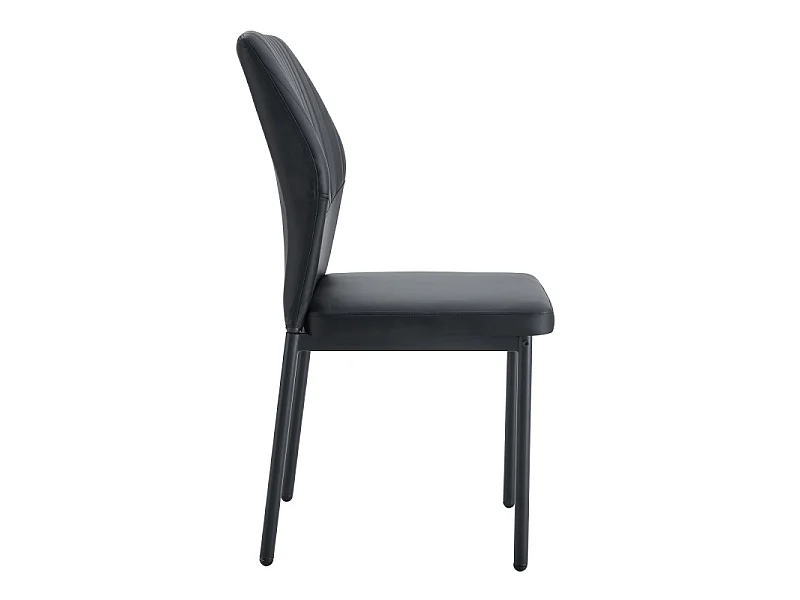 Lot de 4 chaises de salle à manger en similicuir noir avec pieds en métal