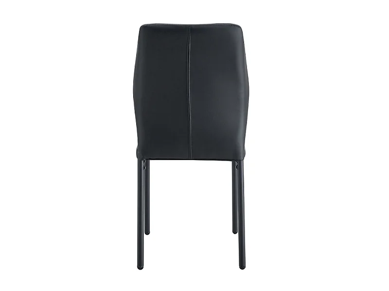 Lot de 4 chaises de salle à manger en similicuir noir avec pieds en métal