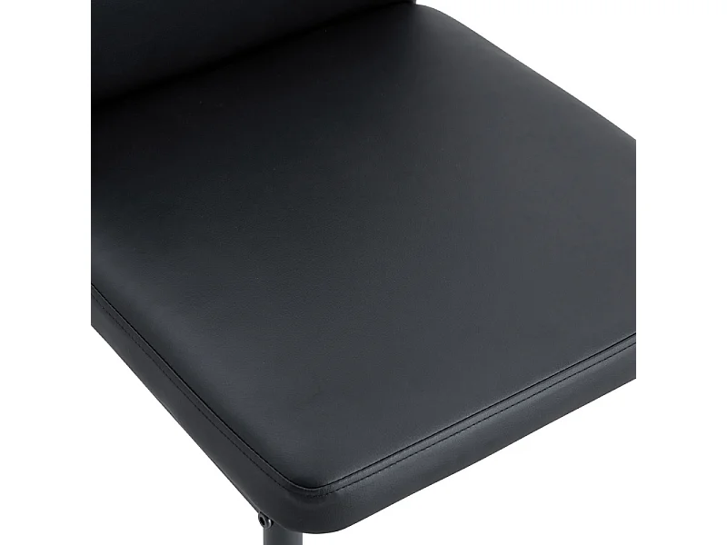 Lot de 4 chaises de salle à manger en similicuir noir avec pieds en métal